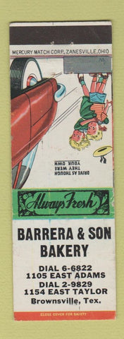 Matchbook Cover - Barrera & Son Bakery Brownsville TX