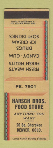 Matchbook Cover - Harsch Bros Food Store Denver Colorado