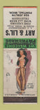 Matchbook Cover - Art & Lil's Pontiac MI pinup WEAR