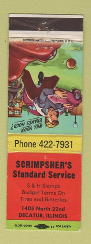 Matchbook Cover - Scrimpsher's Standard oil gas Decatur IL WEAR