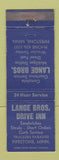 Matchbook Cover - Lange Bros Drive Inn Restaurant Pipestone MN