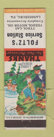 Matchbook Cover - Foltz's Service Tydol Veedol oil gas Landisburg PA hillbilly