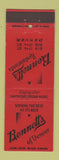 Matchbook Cover - Bennett's Restaurant Denver Colorado