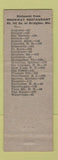 Matchbook Cover - Rockway Restaurant Bridgton ME WEAR