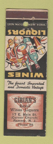 Matchbook Cover - Gibian's Liquor Ramsey NJ