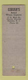 Matchbook Cover - Gibian's Liquor Ramsey NJ
