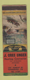 Matchbook Cover - J Cree Unger Heating oil burners stokers Harrisburg PA WEAR
