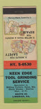 Matchbook Cover - Keen Edge Tool Grinding Limerick PA