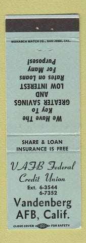 Matchbook Cover - Vandenberg Air Force Base CA Credit Union
