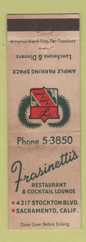 Matchbook Cover - Frasinetti's Restaurant Sacramento CA WEAR