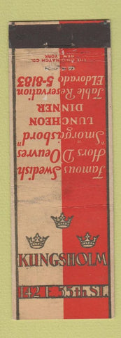Matchbook Cover - Kingsholm Restaurant New York City WEAR
