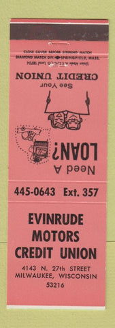 Matchbook Cover - Evinrude Boat Motors Credit Union Milwaukee WI