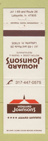 Matchbook Cover - Howard Johnson's Motor Lodge Lafayette IN