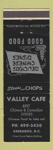 Matchbook Cover - Valley Cafe Keremeos BC