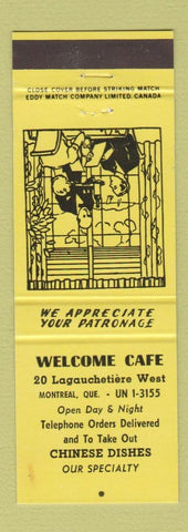 Matchbook Cover - Welcome Cafe Chinese Restaurant Montreal QC WEAR