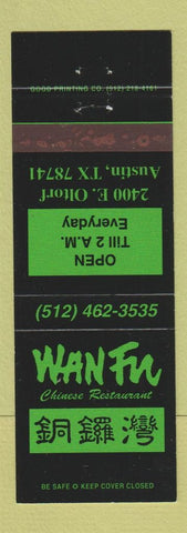 Matchbook Cover - Wan Fu Chinese Restaurant Austin TX