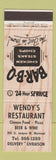Matchbook Cover - Wendy's Restaurant Montreal QC