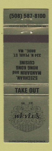 Matchbook Cover - Weylus Chinese Restaurant Brockton? MA