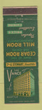 Matchbook Cover - Vance Hotel Seattle WA