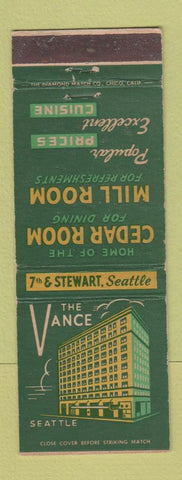 Matchbook Cover - Vance Hotel Seattle WA