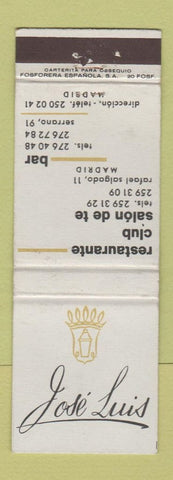 Matchbook Cover - Jose Luis Restaurant Madrid Spain WEAR