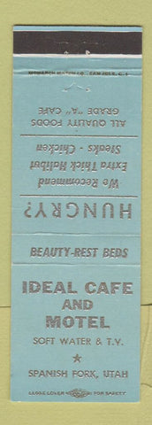 Matchbook Cover - Ideal Cafe Motel Spanish Fork UT