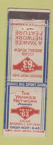 Matchbook Cover - Yankee Network Air Flo Cigars Baseball Review WEAR