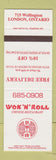 Matchbook Cover - Wok n Roll Chinese Restaurant London ON SAMPLE