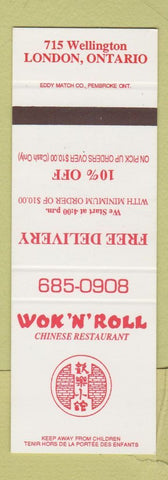Matchbook Cover - Wok n Roll Chinese Restaurant London ON SAMPLE
