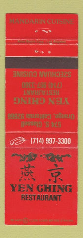 Matchbook Cover - Yen Ching Chinese Restaurant Orange CA