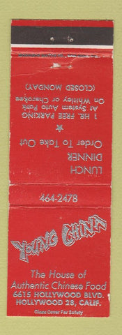 Matchbook Cover - Young China Chinese Restaurant Hollywood CA