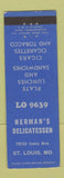 Matchbook Cover - Herman's Deli St Louis MO