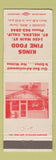 Matchbook Cover - Kings Fine Food St Helena CA