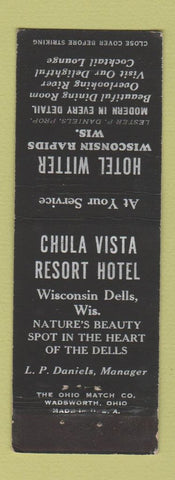 Matchbook Cover - Hotel Witter Wisconsin Rapids WI Chula Vista Resort Dells WI