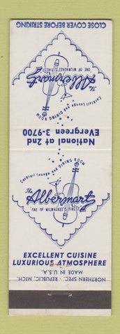 Matchbook Cover - Albermart Milwaukee WI restaurant
