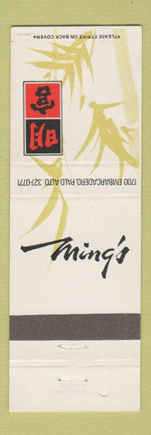 Matchbook Cover - Ming's Chinese Restaurant Palo Alto CA