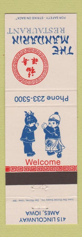 Matchbook Cover - Mandarin Restaurant Chinese Ames IA