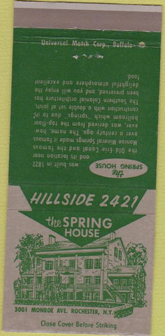 Matchbook Cover - The Spring House Rochester NY 30 Strike