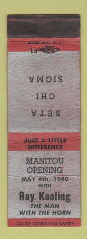 Matchbook Cover - Beta Chi Sigma Manitou Opening 1940 Rochester NY WEAR