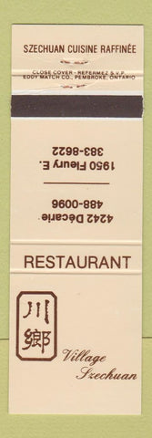 Matchbook Cover - Village Szechuan Chinese Restaurant Montreal QC