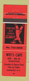 Matchbook Cover - Wei's Cafe Chinese Nanaimo BC