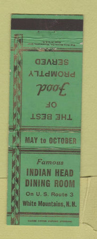 Matchbook Cover - Indian Head Dining Room White Mountains NH