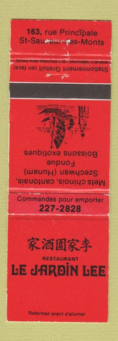 Matchbook Cover - Le Jardin Lee Chinese Restaurant St Sauveur Des Monts QC WEAR