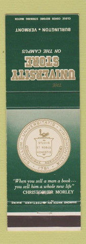 Matchbook Cover - University Store University of Vermont Burlington VT