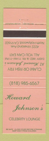 Matchbook Cover - Howard Johnson's Celebrity Lounge North Hollywood CA