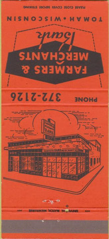 Matchbook Cover - Farmers Merchants Bank Tomah WI 30 Strike