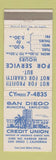 Matchbook Cover - San Diego Municipal Employees Credit Union CA