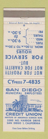 Matchbook Cover - San Diego Municipal Employees Credit Union CA