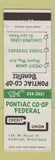 Matchbook Cover - Pontiac COOP Federal Credit Union Pontiac MI