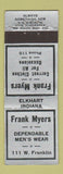Matchbook Cover - Frank Myers Men's Clothes Elkhart IN
